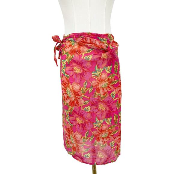 Beach Riot Melanie Sarong Swim Coverup in Miami Peony Pink Floral One Size - Picture 2 of 5